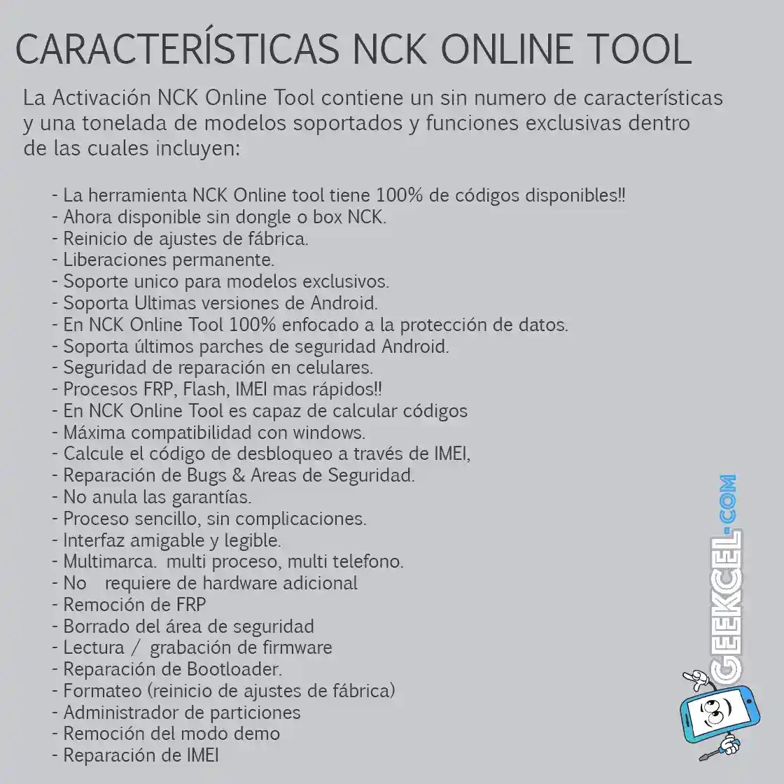 NCK Online Tool Caracteristicas NCK Online Tool Caracteristicas