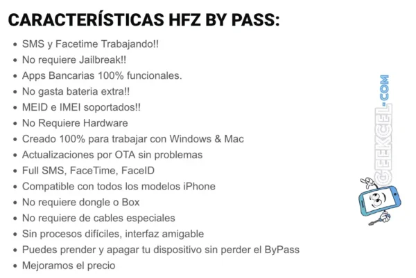 Caracteristicas HFZ ByPass iPhone